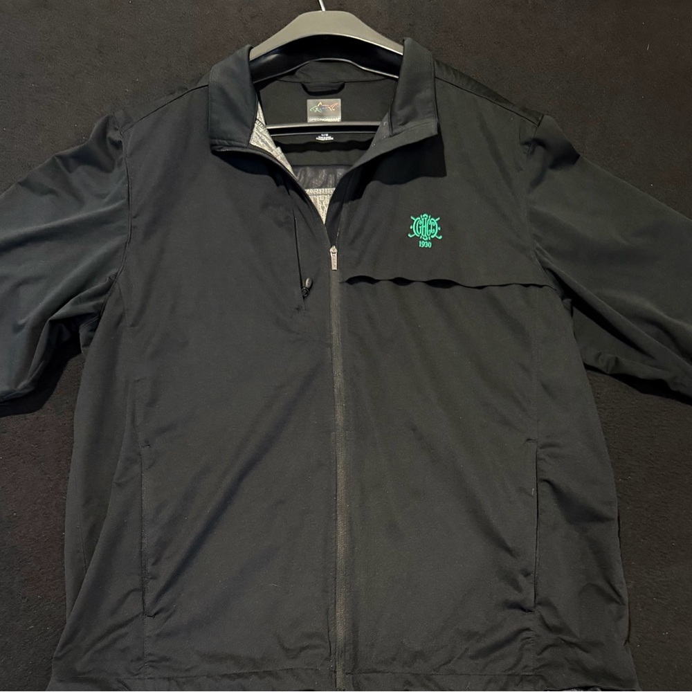 Greg Norman Weatherknit Jacket Black Full Zip Golf Windbreaker Mens Large